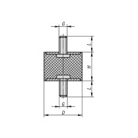 Gummipuffer Typ A Ø75x30 M12x37 NK 55°Shore Stahl verzinkt
