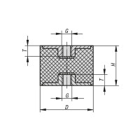 Gummipuffer Typ C Ø70x45 M12 x 12 NK 55° Shore Stahl verzinkt