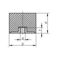 Gummipuffer Typ E Ø100x30 M16 x 16 NK 55° Shore Stahl verzinkt