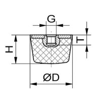 Gummipuffer Typ KE Ø20x16 M6x6 NK55°Shore Stahl verzinkt