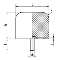 Gummipuffer Typ KRA-D Ø160x125 M16x45 NK 55° Shore Stahl verzinkt