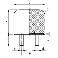 Gummipuffer Typ KRA-DD Ø200x160 2 x Bolzen M20x45 NK 55° Shore Stahl verzinkt