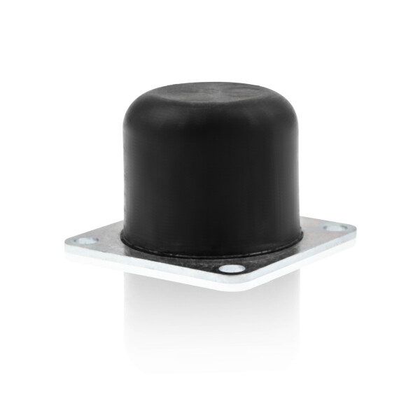 Gummipuffer Typ KRA-Q Ø50x40 mit Grundplatte 63x63mm NK 55° Shore Stahl verzinkt