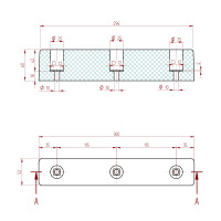Rammpuffer mit drei Löchern 300x52x60mm SBR 70°Shore