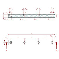 Rammpuffer mit vier Löchern 530x60x35mm SBR 70°Shore