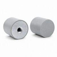 Graue Anschlagpuffer Typ E Ø20x15 M6x6 NK 55°Shore Stahl verzinkt