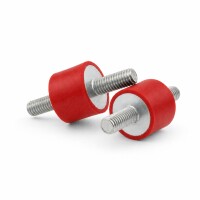Silikon-Edelstahl-Puffer Typ A Ø20x15 M6x18 55°Shore (rot) Edelstahl A4