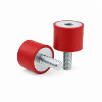 Silikon-Edelstahl-Puffer Typ B Ø15x15 M4x10/4 55°Shore (rot) Edelstahl A4