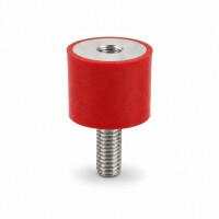 Silikon-Edelstahl-Puffer Typ B Ø20x20 M6x18/6 55°Shore (rot) Edelstahl A4