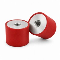 Silikon-Edelstahl-Puffer Typ C Ø50x30 M10x10 55°Shore (rot) Edelstahl A4