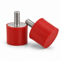 Silikon-Edelstahl-Puffer Typ D Ø25x25 M6x18 55°Shore (rot) Edelstahl A4
