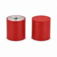 Silikon-Edelstahl-Puffer Typ E Ø15x10 M4x4 55°Shore (rot) Edelstahl A4
