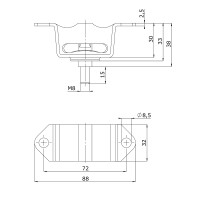 Deckenelement mit Aussengewinde M8x15 NK 60°Shore