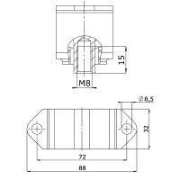 Deckenelement mit Innengewinde M8x15 NK 60°Shore