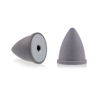 Graue Parabelpuffer Typ PE Ø15x15 M4x4 NK 55°Shore Stahl verzinkt